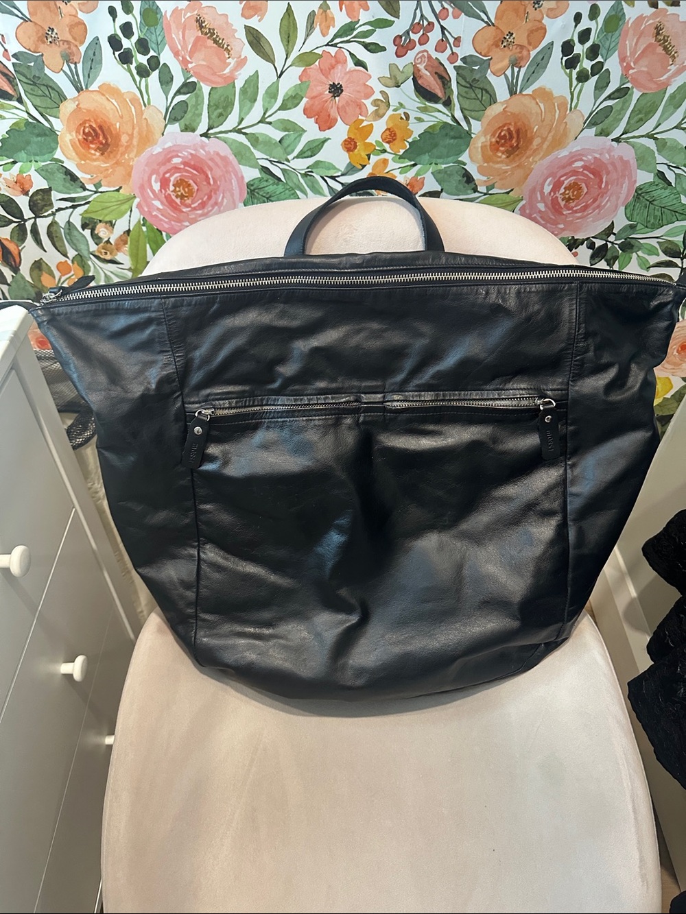 M0851 black leather backpack